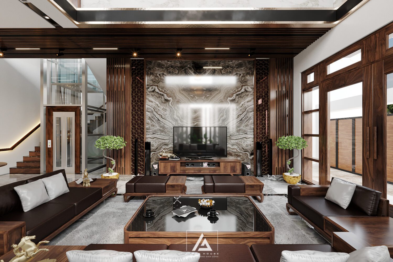 3D Living Room – Kitchen Interior Model Download by Vu Viet Dung