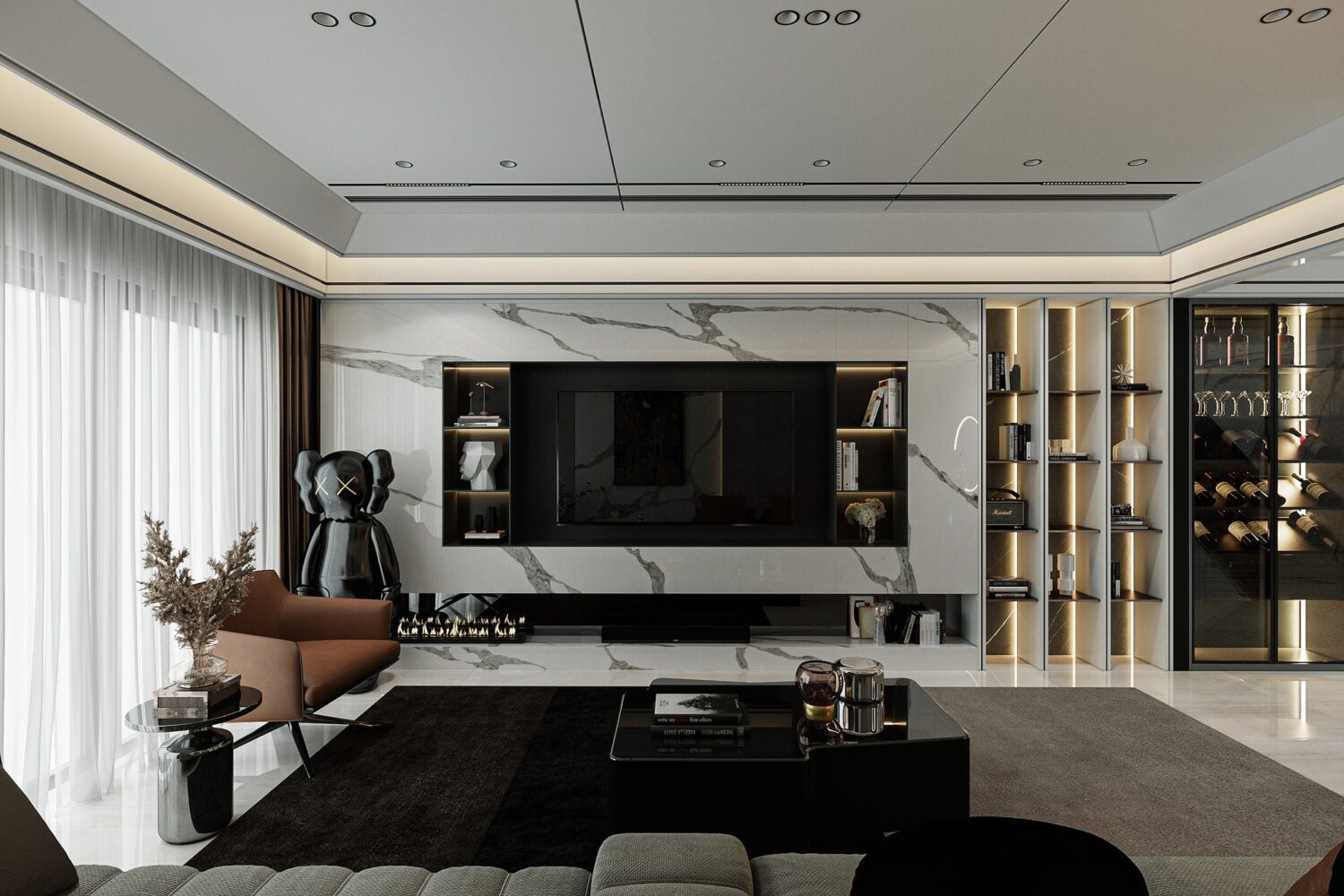 3D Living Room – Kitchen Interior Model Download by Quyen Linh