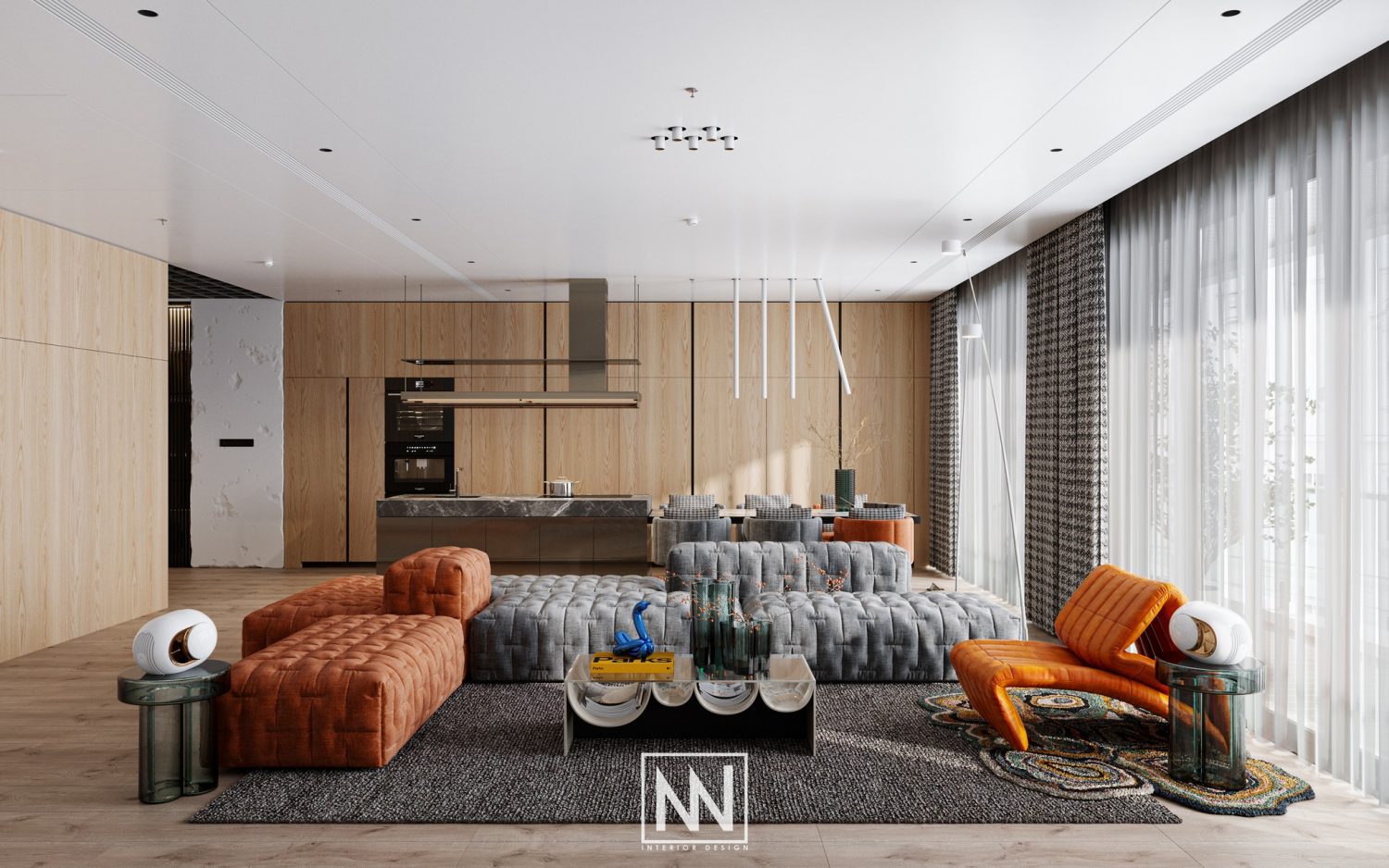 3D Living Room – Kitchen Interior Model Download By Nguyen Tuan Vu