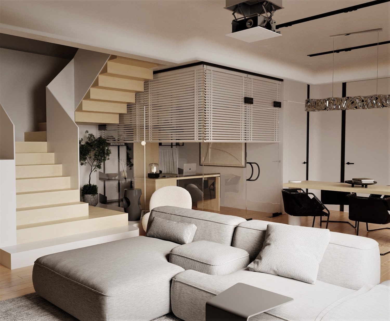 3Ds Max Living Room – Kitchen Interior Model Download By Do Anh Duc
