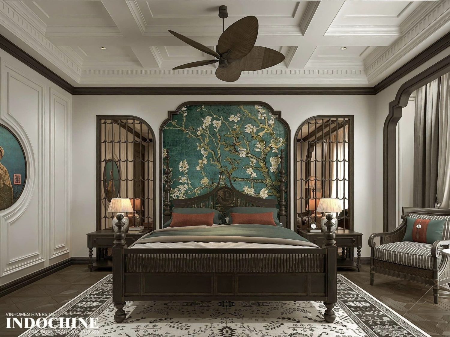 3Ds Max Indochine Master Bedroom Interior Model Download by Tran Cong Duan