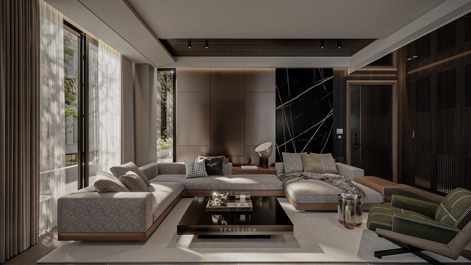 3Ds Max Living Room – Kitchen Interior Model Download by Mai