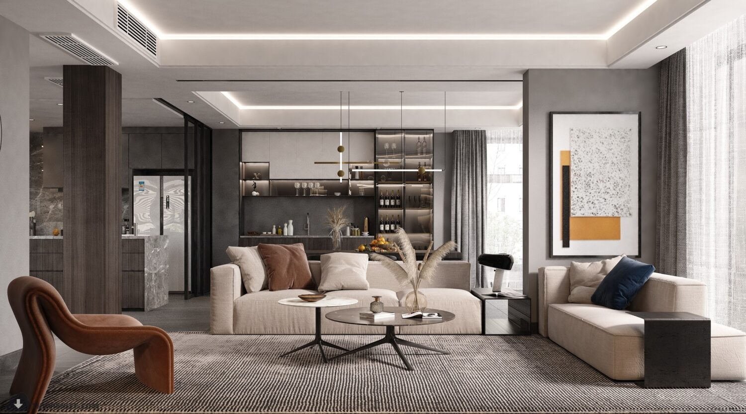3Ds Max Living Room Interior Model Download by Huy Hieu Lee