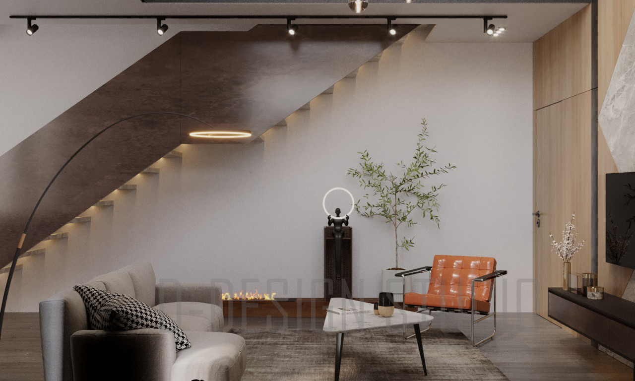 3D Living Room – Kitchen Interior Model Download by DDesignstudio
