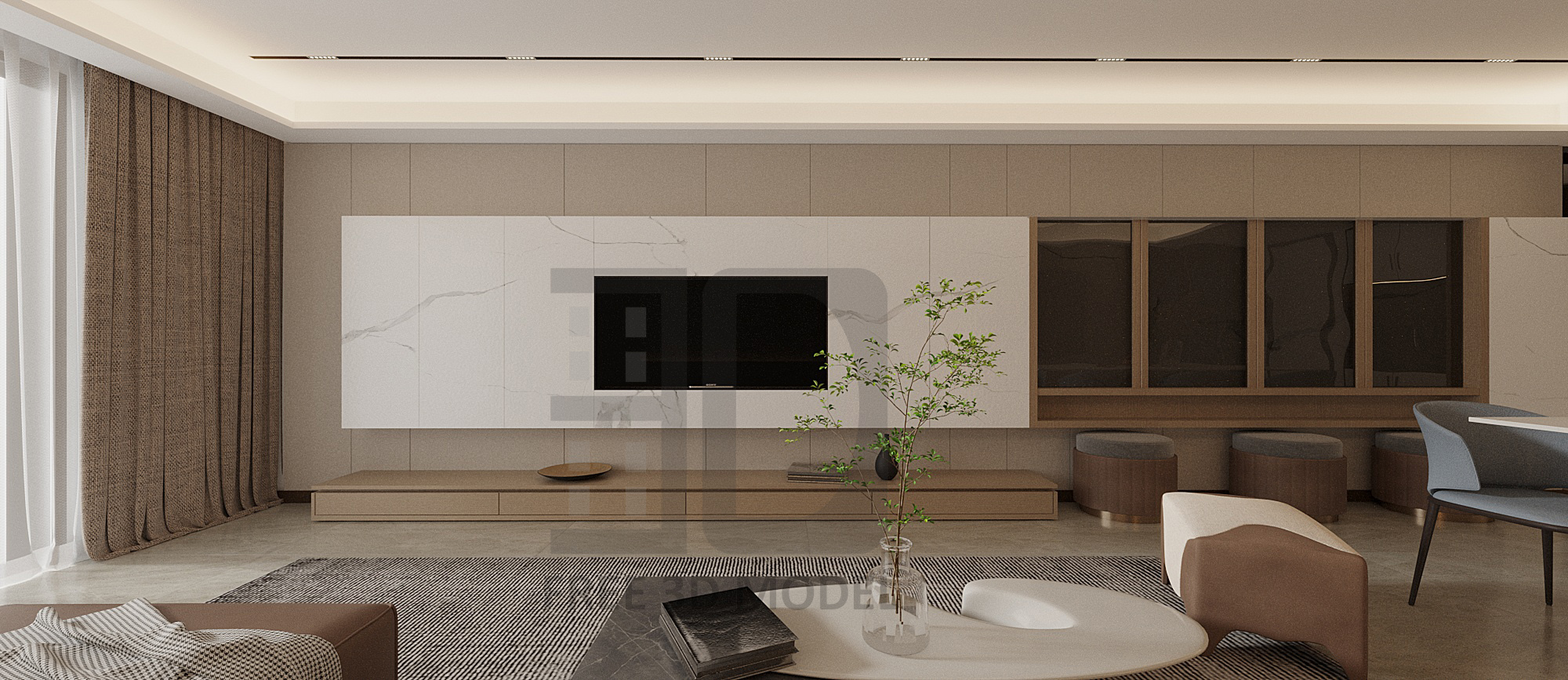 3D Livingroom- Kitchen Free Download by 3DF 555