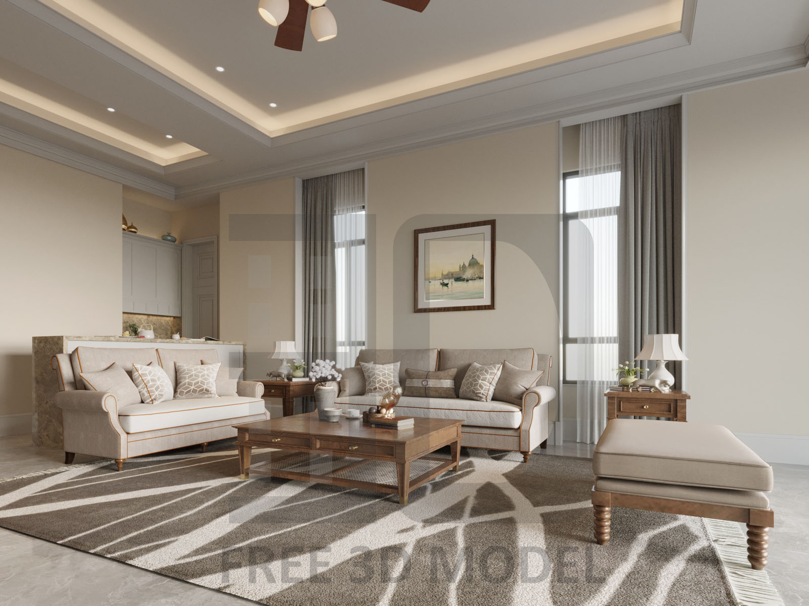 3D Livingroom Luxury By 3DF 625
