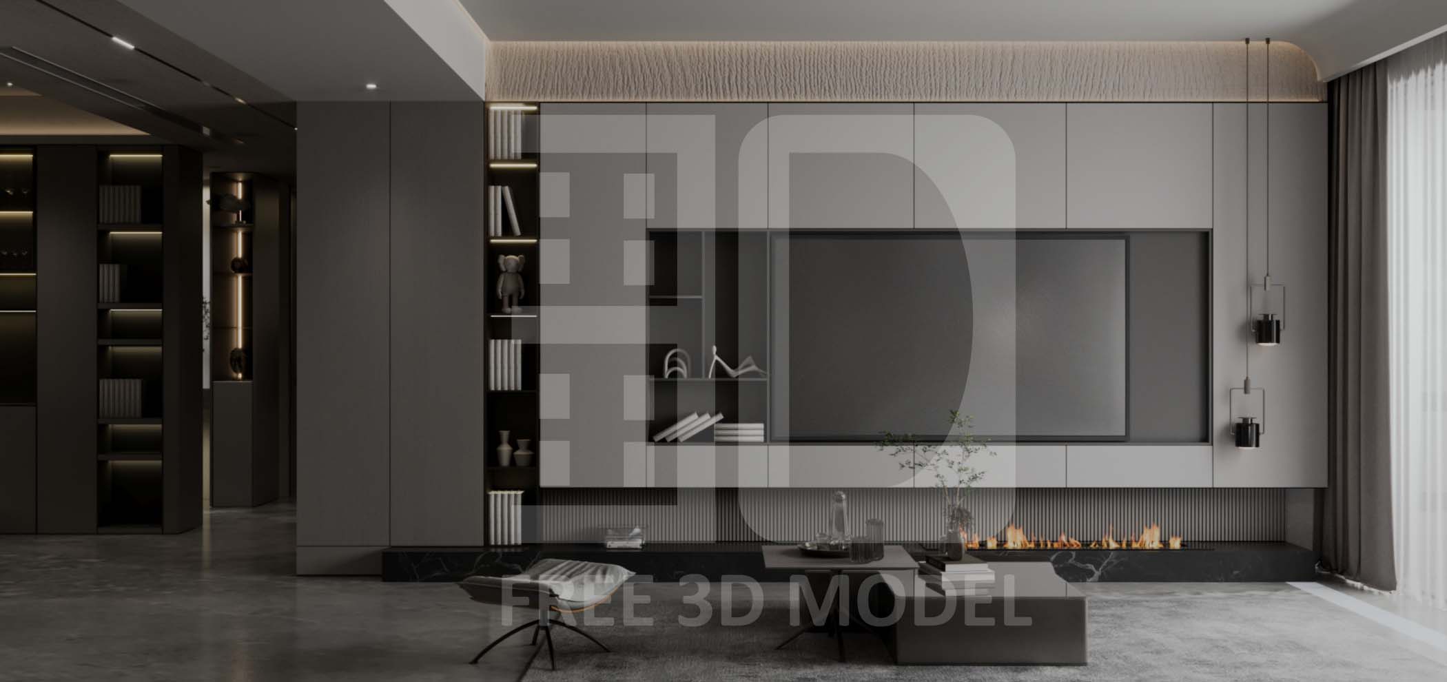 Download free 3d model of  living room collected by 3df.pro 680