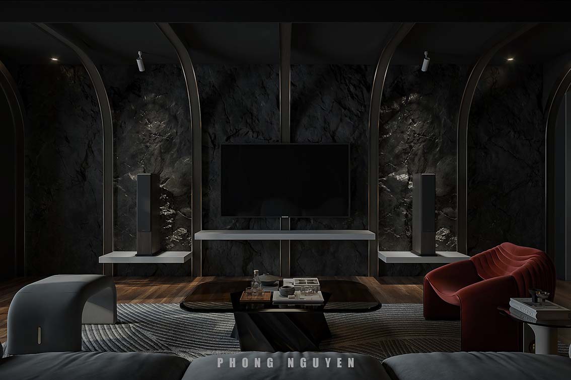 Download free 3d model of Black living room designed by Phong Nguyen 685