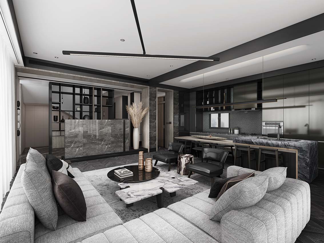 3D Sketchup Living-Kitchen Download by 3DF 661