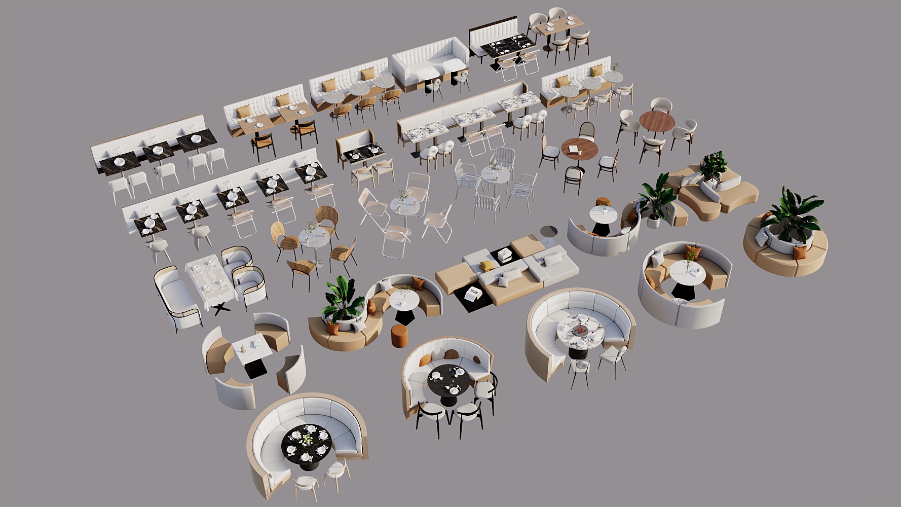 Download free 3d model of coffee tables and chairs shared by 3DF.PRO 02