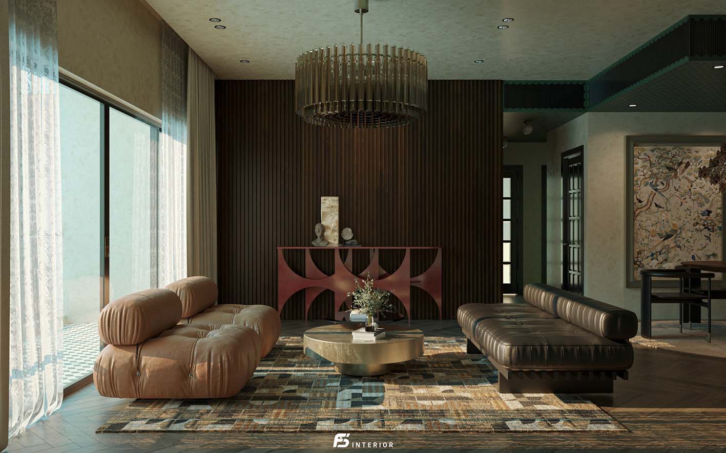 Download free 3d model of  impressive living room and kitchen designed by Trung Tuan 763