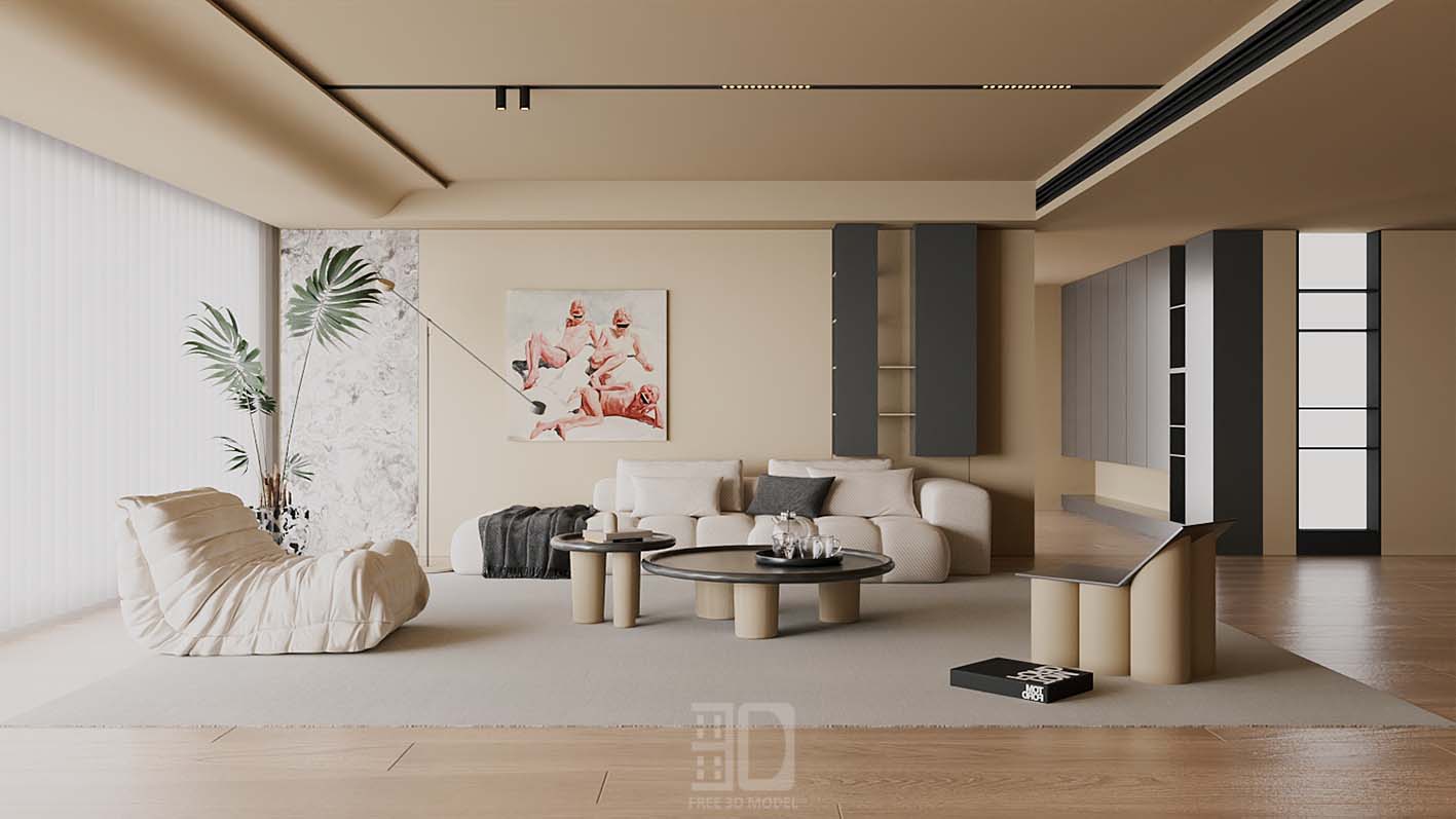 Download free 3d model of   livingroom sofa collected by 3df.pro 01