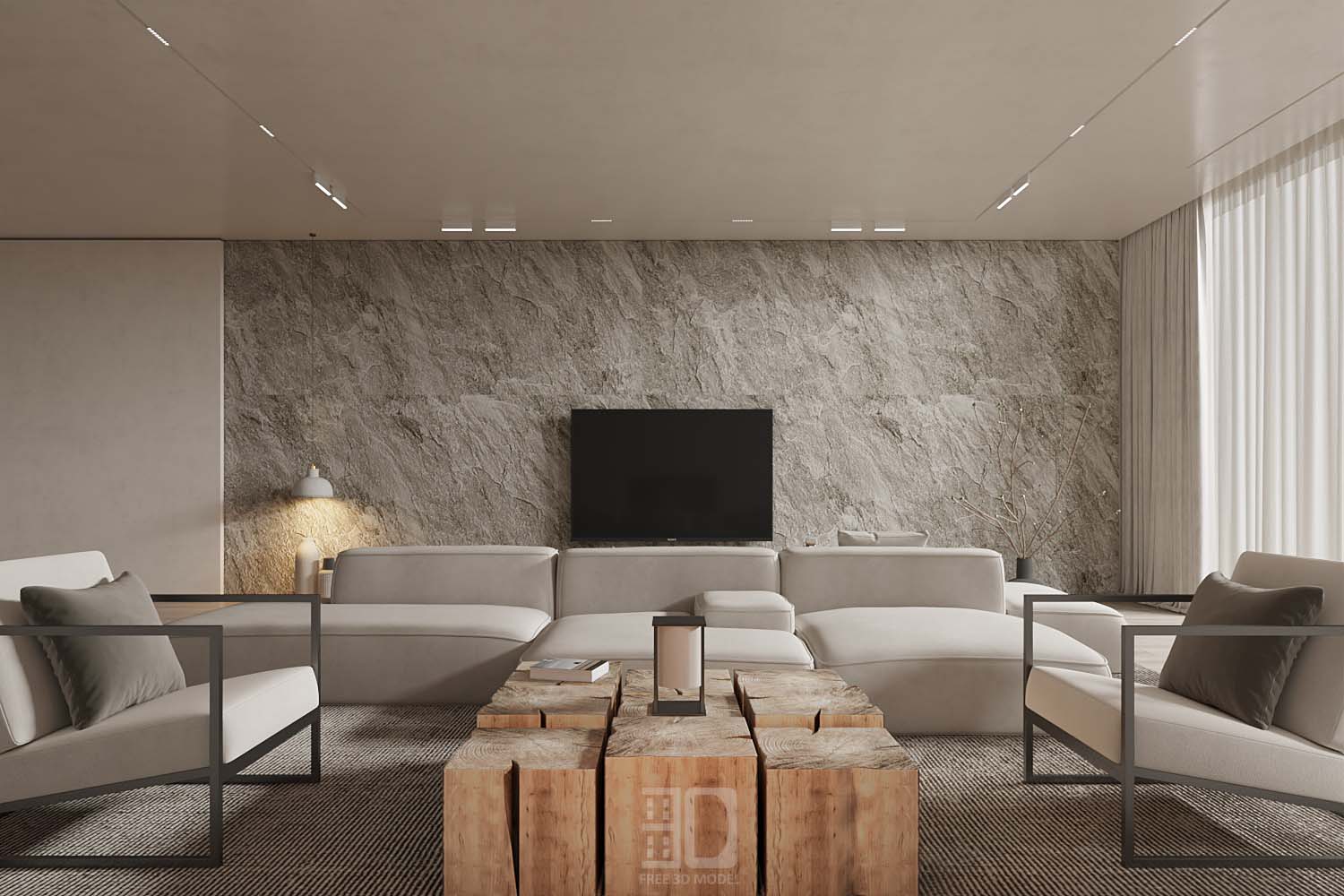 Download free 3d model of   livingroom sofa collected by 3df.pro 02