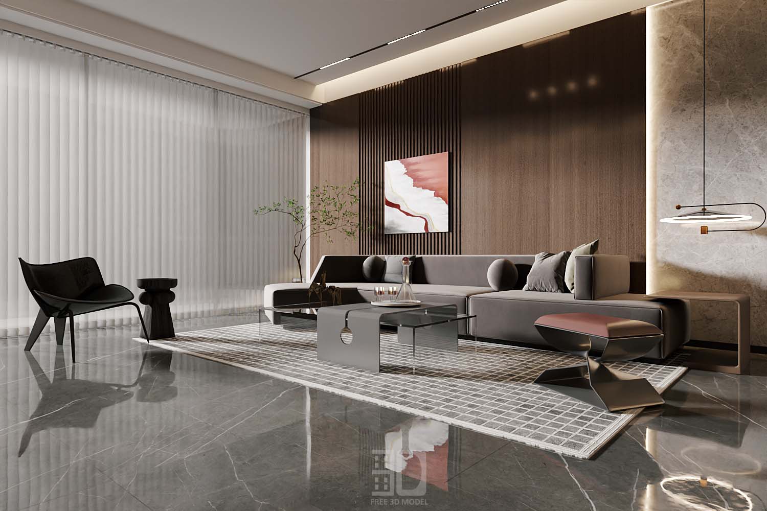 Download free 3d model of   livingroom sofa collected by 3df.pro 03