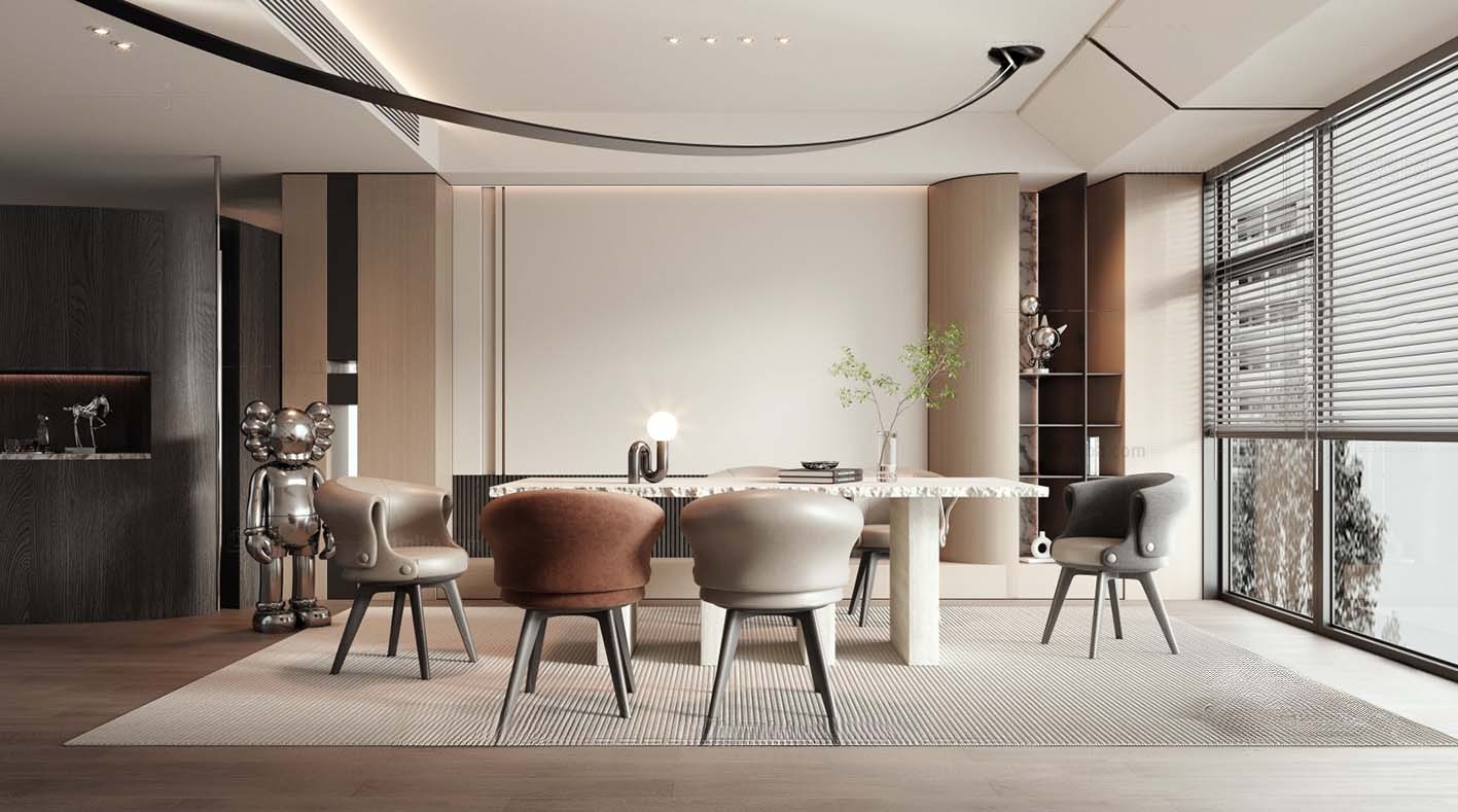Download free 3d model of dinning table and chairs shared by 3DF.PRO 10