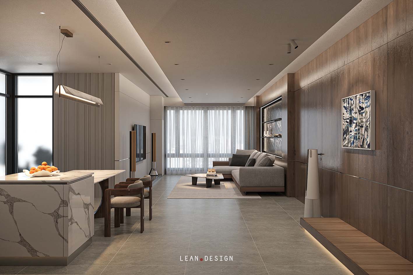 Download free 3d model of   livingroom and kitchen designed by Leandesign 805