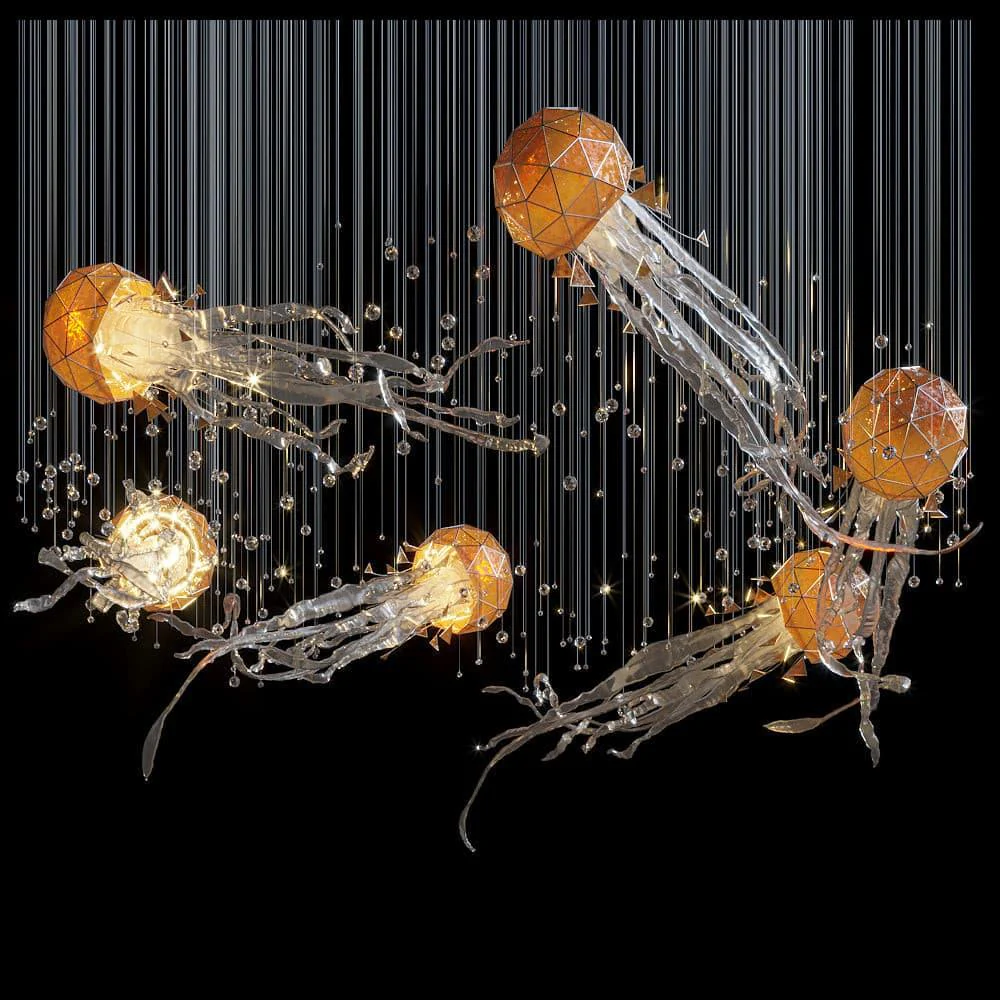 Download Free 3D Chandelier Glass And Ribbons Jellyfish 27