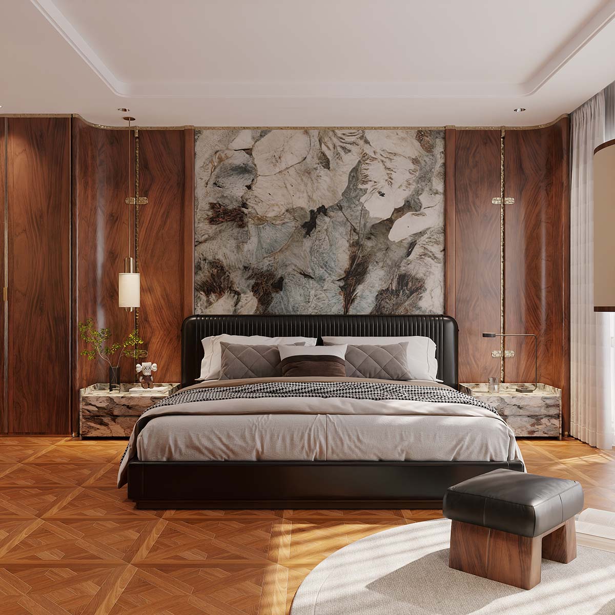 3dsMax Vip Walnut Master Bedroom Scene By 3df.pro 86